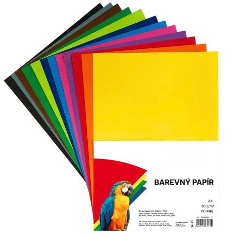 Papír barevný Color A4/80gr 60listů-12barev mix